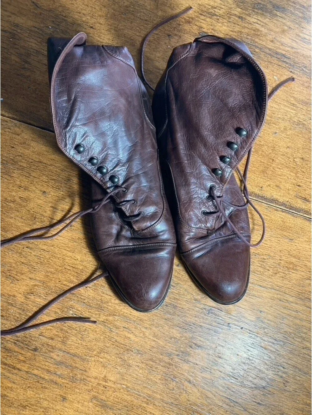 80's Style Charles David  Lace-Up Granny Boots Size 10 B